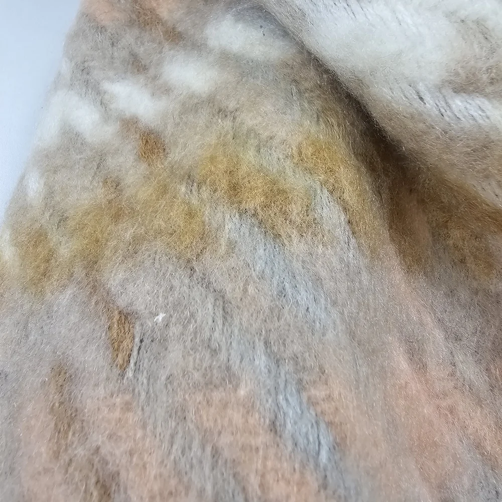 Madewell Wool Blend Pink, Cream, Camel Plaid Soft Fuzzy Oversized Scarf …